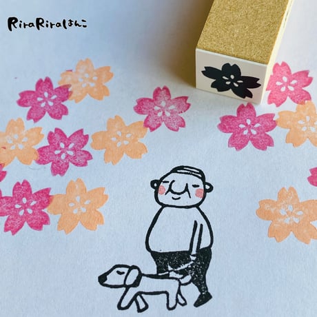 【桜の花15mm角】デザインはんこ15x15mm_R431