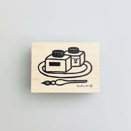 【カステラなインクボトル】デザインはんこ30x40mm_R690