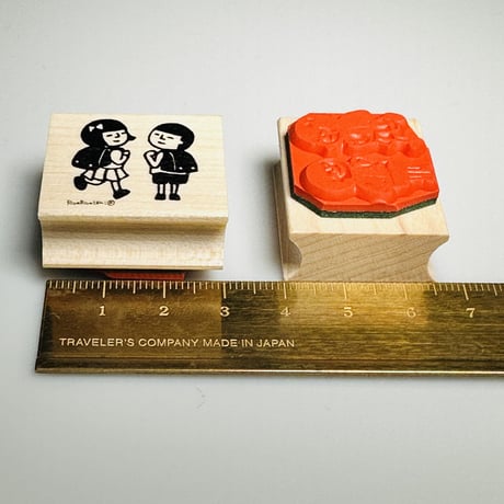 【まもるくんみよこちゃんの登下校】デザインはんこ26x30mm_R803