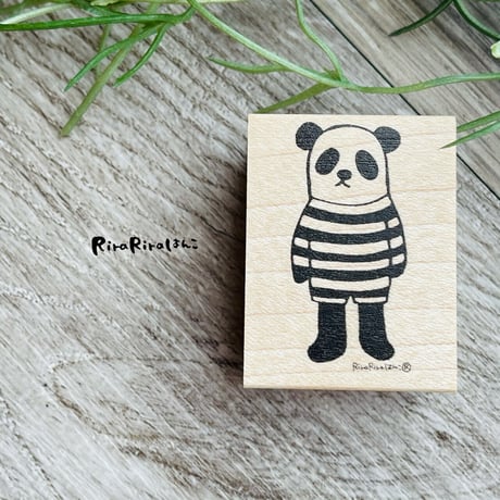 【パンダちゃんの立ち】デザインはんこ30x40mm_R538