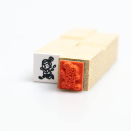【ランニング・ジョギング姉さん10mm角】絵文字はんこ10x10mm_R915