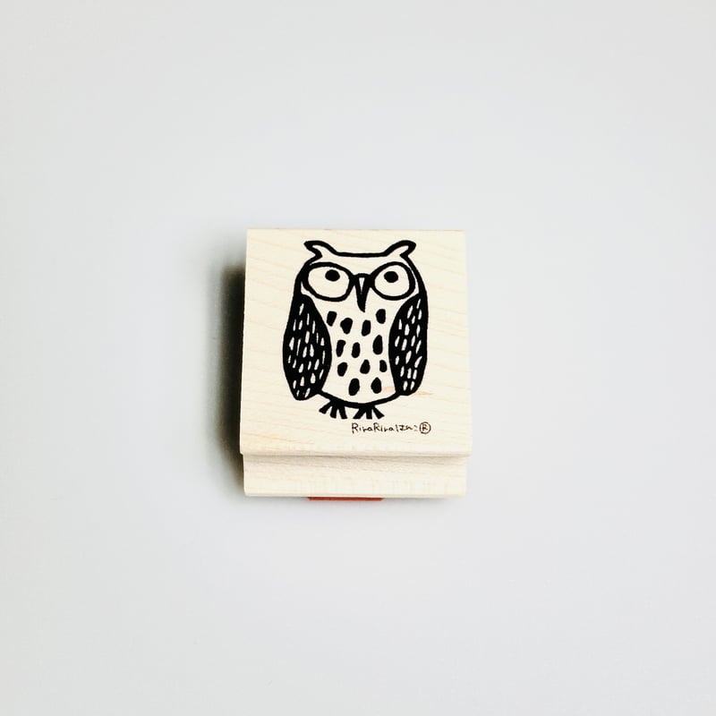 ドイツ製 輸入 ラバースタンプ マウント済 『ふくろうさんの切手風2柄セット』 ドイツ製 輸入 ラバースタンプ マウント済 『ふくろうさんの切手風2柄