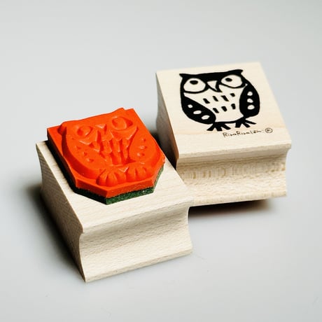 【子ミミズク】デザインはんこ20x26mm_R783