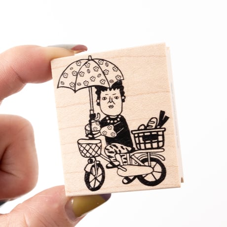 【関さんのチャリ】デザインはんこ40x48mm_R951