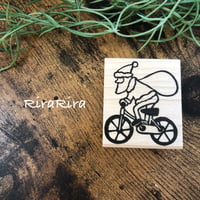 【サンタの立ちこぎ】デザインはんこ40x48mm_R249