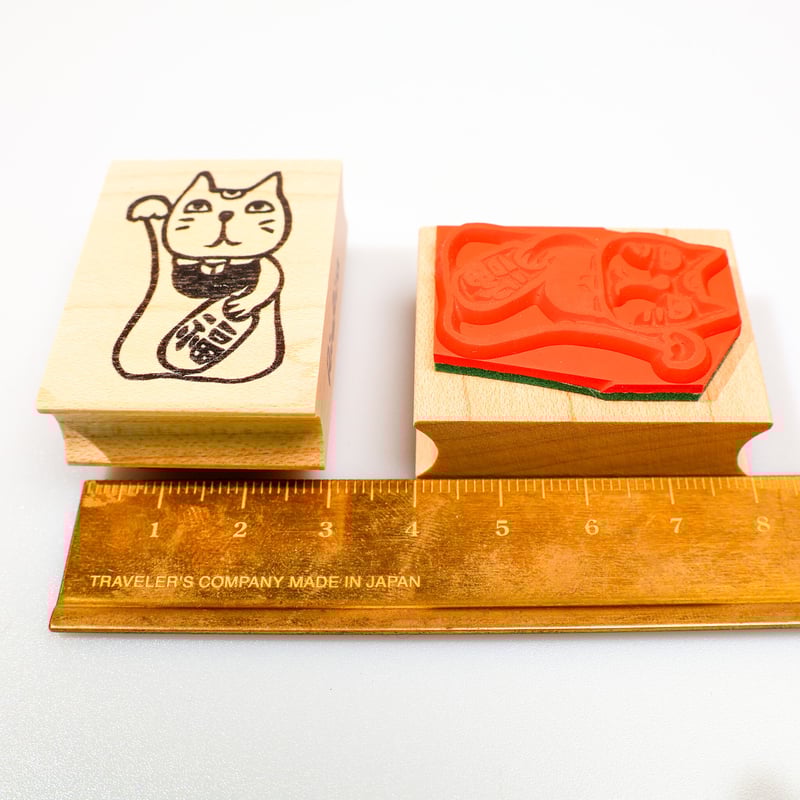 招き猫ちゃん＊30mmx40mm＊ラバースタンプ＊R061 | RiraRira