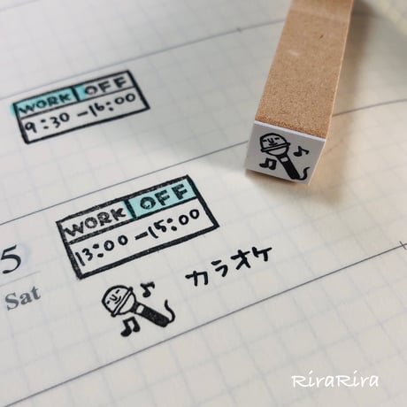 【マイク・カラオケ・コンサート10mm角】絵文字はんこ10x10mm_R286
