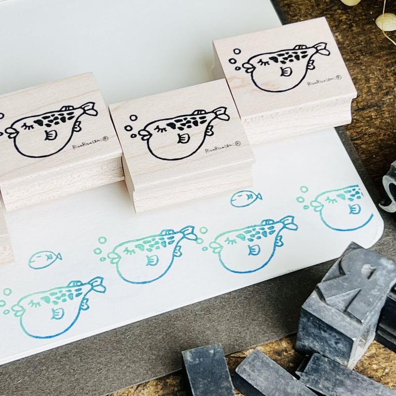 おふぐさん＊26mmx30mm＊ラバースタンプ＊R661 | RiraRiraはんこストア