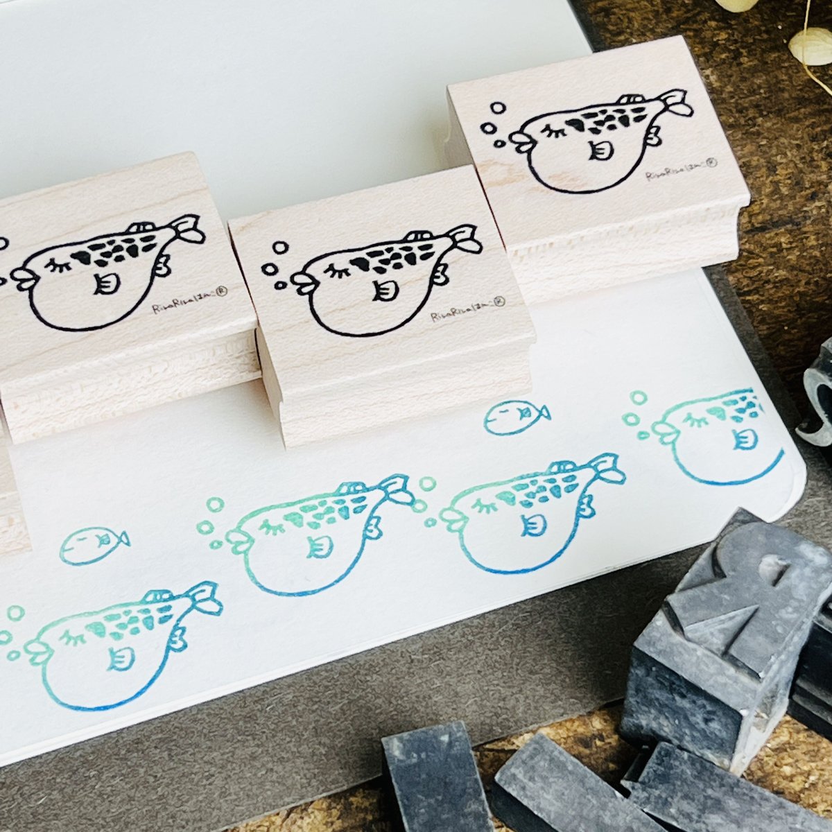 おふぐさん＊26mmx30mm＊ラバースタンプ＊R661 | RiraRiraはんこストア