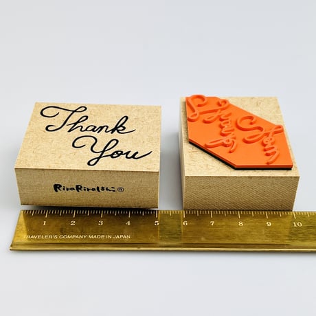 【在庫処分のため500円均一】Thank you (筆記体)＊40㎜×50㎜＊ラバースタンプ ＊R697_o