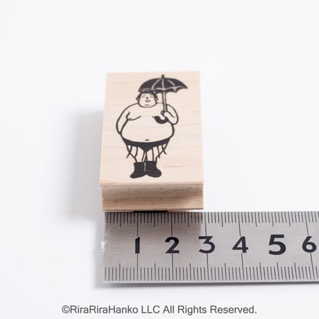 7月1日販売開始＊おすもうさん【雨の日】デザインはんこ30x48mm_R1331