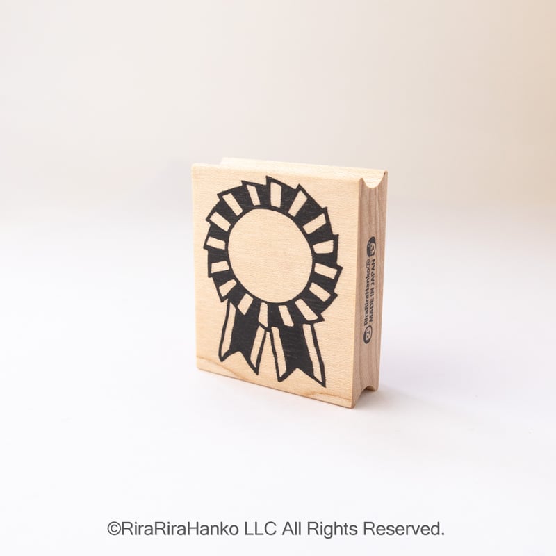 ロゼットリボン枠】枠はんこ40x48mm_R1063 | RiraRiraはんこストア