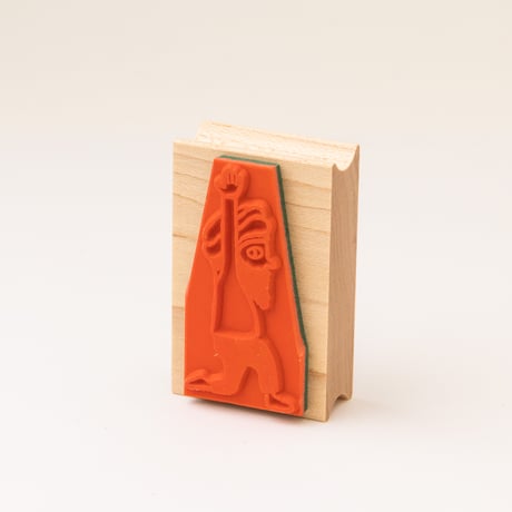 【ヨガ・ツーカイくん（戦士のポーズ）】デザインはんこ30x48mm_R1001
