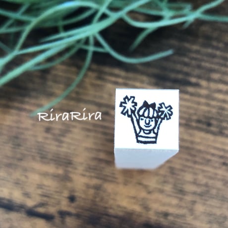 【チアガール10mm角】絵文字はんこ10x10mm_R234
