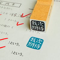 【6/14まで300円】  【四文字先生の我次期待18mm角】便利はんこ18x18mm_R1084_o