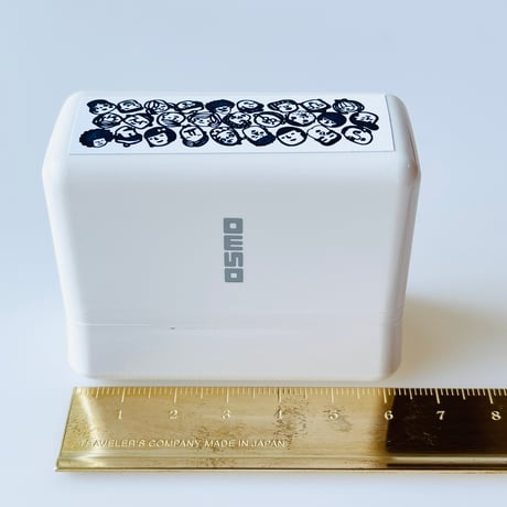 【15mmx50mmシヤチハタOSMO】顔だらけ文字消しスタンプ【黒インク】＊OSMO_050_1550_K