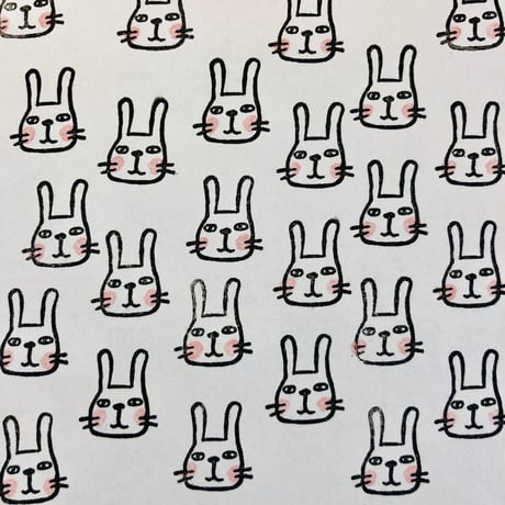 【ゆるうさの顔だけ15mm角】デザインはんこ15x15mm_R352