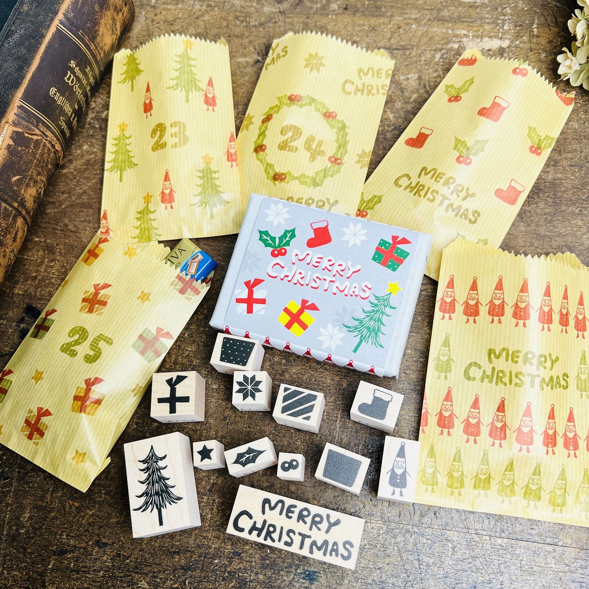 【722】ラバースタンプ   クリスマス ちびブラウニー 3種セット 722】ラバースタンプ クリスマス ちびブラウニー 3種セット 722