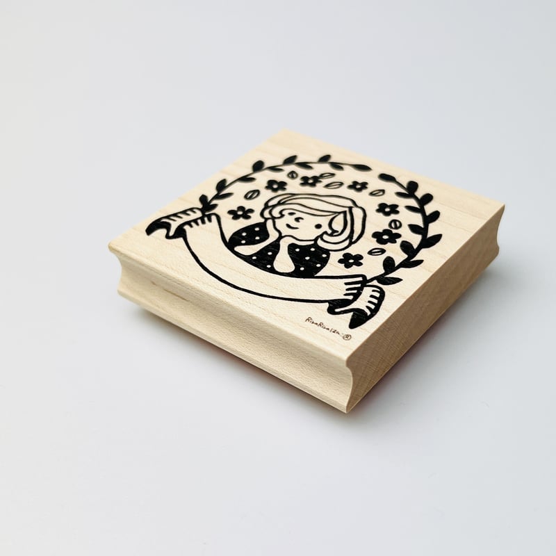 ほおづえマロンちゃんのタイトル枠＊55mmx55mm＊ラバースタンプ