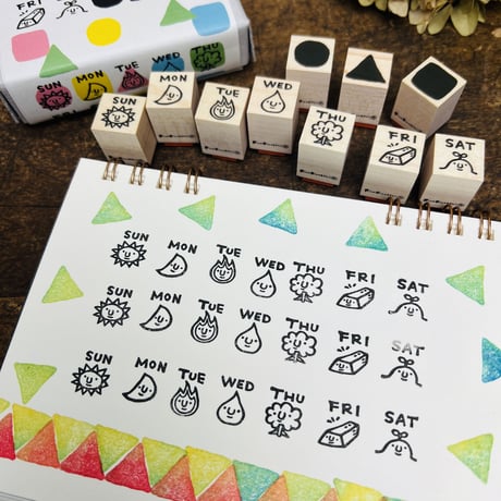 【在庫限り】【曜日●▲■はんこセット】デザインはんこ_RS035_y