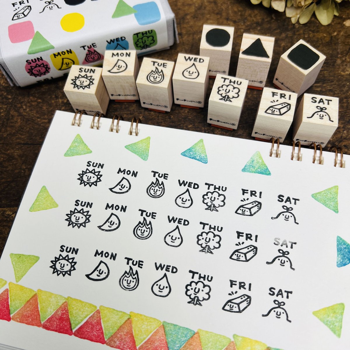 くく☆RiraRiraはんこ カレンダーデコはんこ18個セット 箱付 箱付！】RiraRiraカレンダーデコはんこ18個セット＊12か月分+