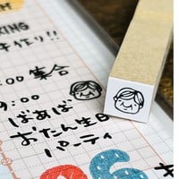 【6/14まで300円】  【ハツヨさんの顔だけ10mm角】絵文字はんこ10x10mm_R666