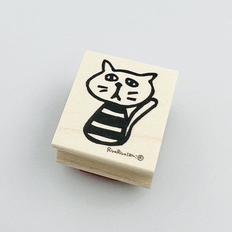 【ゆるねこしましまシロー】デザインはんこ26x30mm_R665