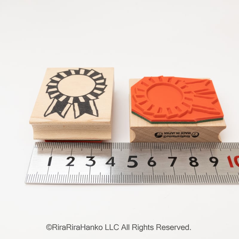ロゼットリボン枠＊40mmx48mm＊ラバースタンプ＊R1063 | RiraRira