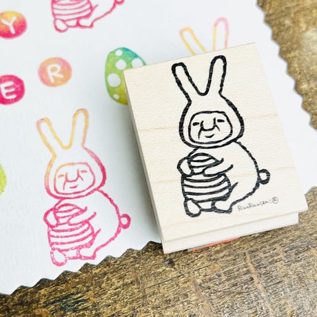 【岩井係長のイースターウサギ】デザインはんこ30x40mm_R656
