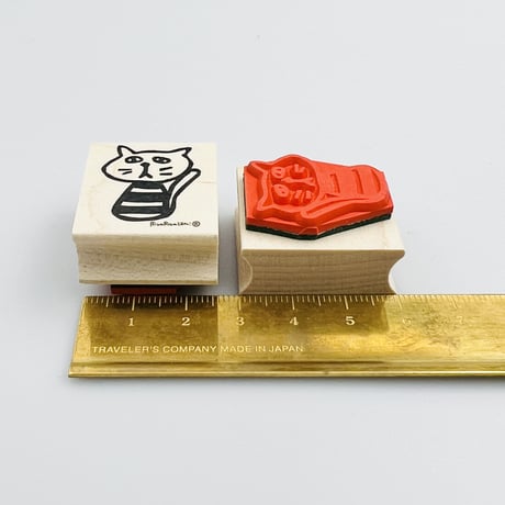 【ゆるねこしましまシロー】デザインはんこ26x30mm_R665