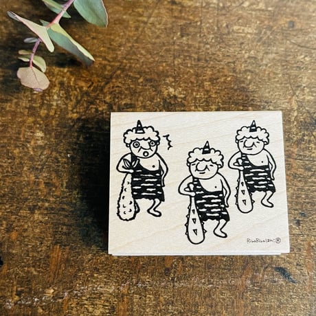 【岩井係長の鬼に金棒（エビフライ）】デザインはんこ40x48mm_R608