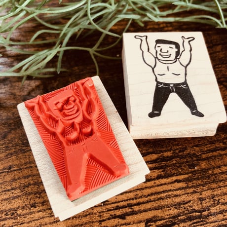 【川合工場長の持ち上げ】デザインはんこ30x40mm_R200