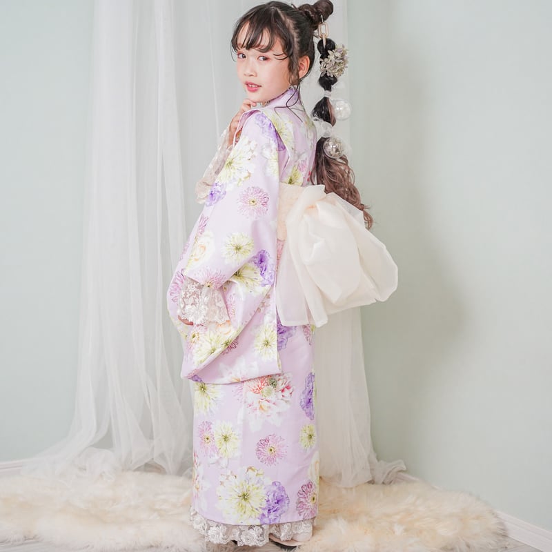 250体限定　着物　テディベア　アンジャパン　和服　日本服　和装　アンポップ レンタル】2 ステップ着物（7歳用flower） | HAM-NICO