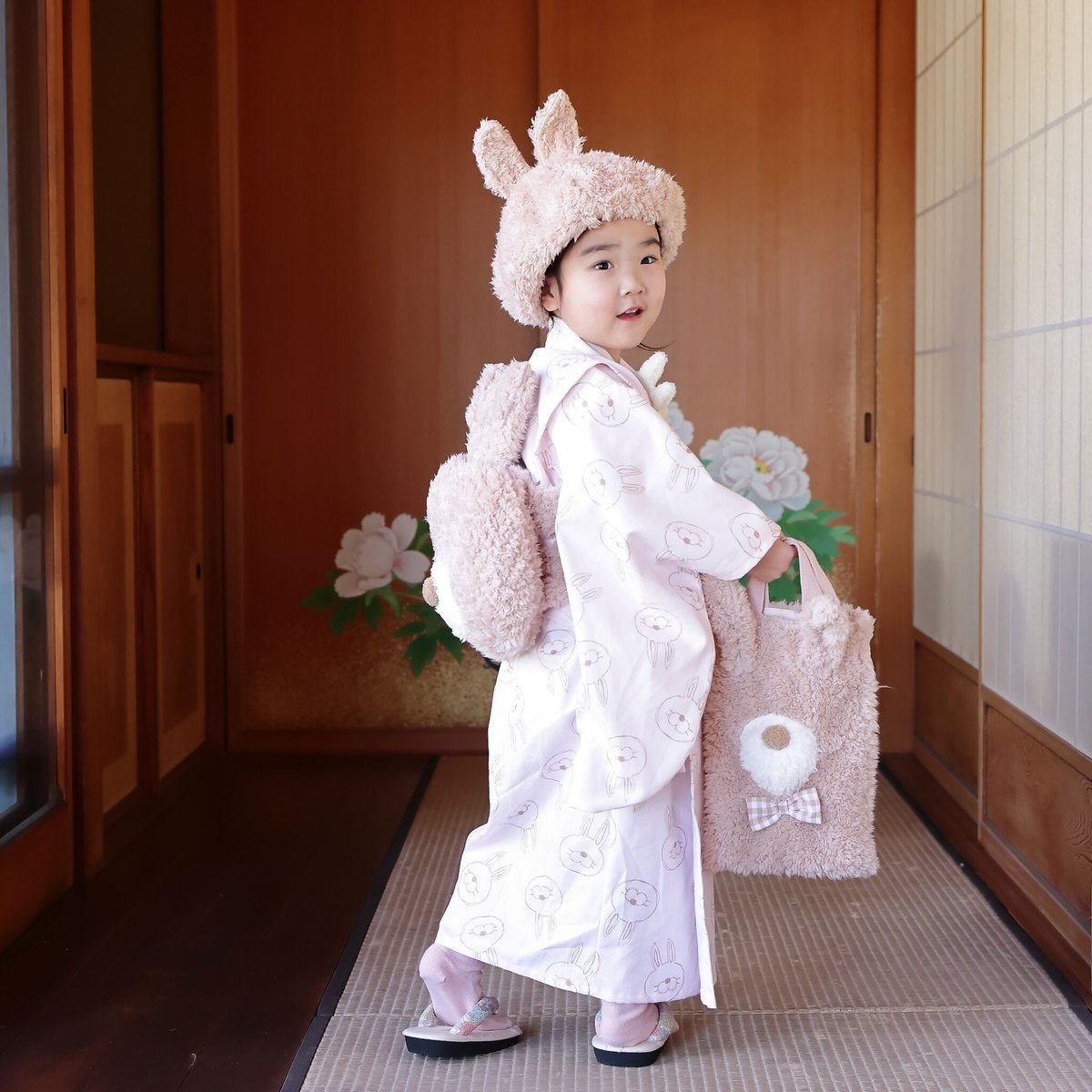 着物 ホリヒロシ 青山みとも うさぎ 5点セット 年代物 - 浴衣/水着