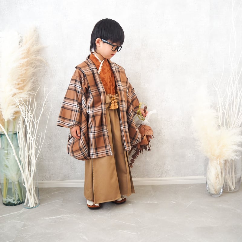 レンタル】2 ステップ袴（5歳用ブラウンチェック） | HAM-NICO