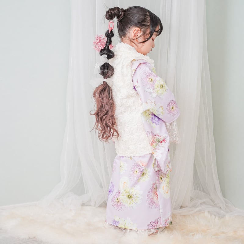 250体限定　着物　テディベア　アンジャパン　和服　日本服　和装　アンポップ レンタル】2 ステップ着物（3歳用flower） | HAM-NICO