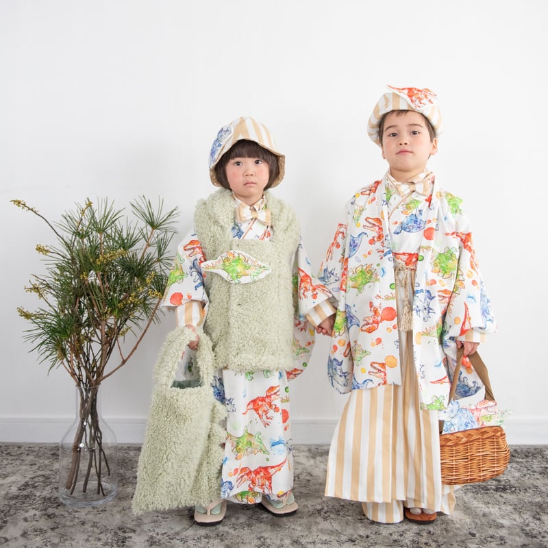 レンタル】2 ステップ着物（3歳用恐竜フルコーディネート