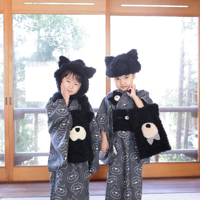 mikenyan☆［ねこ］被布エプロン+3歳着物2点セットꕤ
