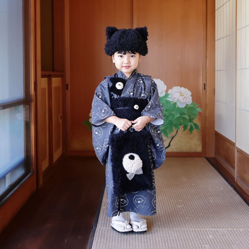 250体限定　着物　テディベア　アンジャパン　和服　日本服　和装　アンポップ レンタル】2 ステップ着物（7歳用flower） | HAM-NICO