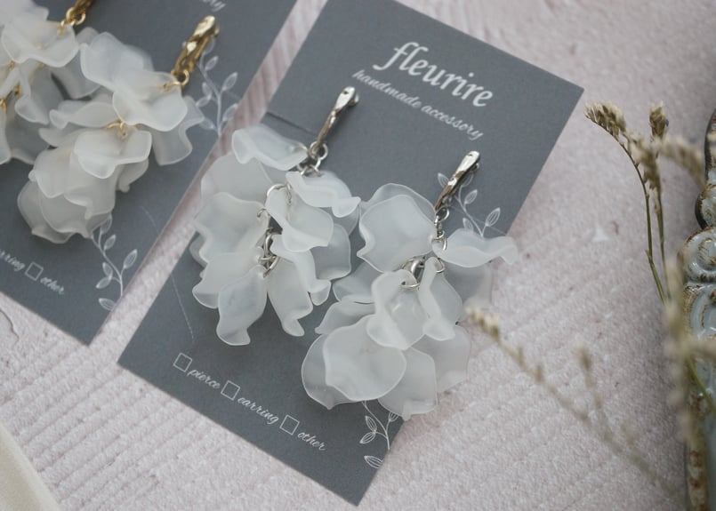 frost flower』silver～揺れる花びらピアス/イヤリング ✳️サージカル