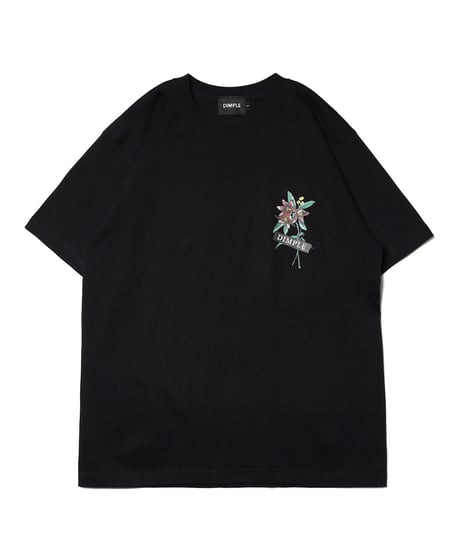 FlowerプリントTシャツ（ブラック）