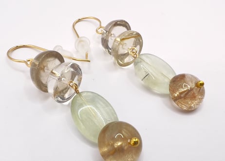 【特別価格】フローライト ルチル ピアス