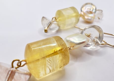 【特別価格】シトリン パール ピアス