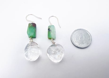 ピアス クリソプレーズ 水晶