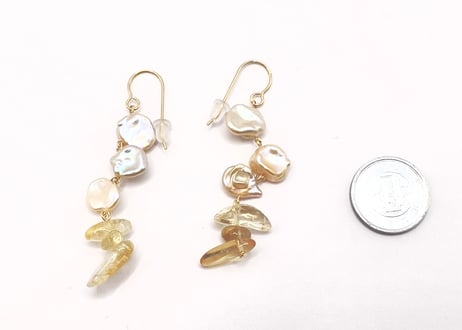 【ピアス】パール シトリン