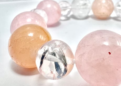 キリーク梵字水晶 ローズクォーツ モルガナイト