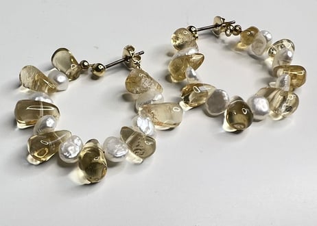 ピアス シトリン パール