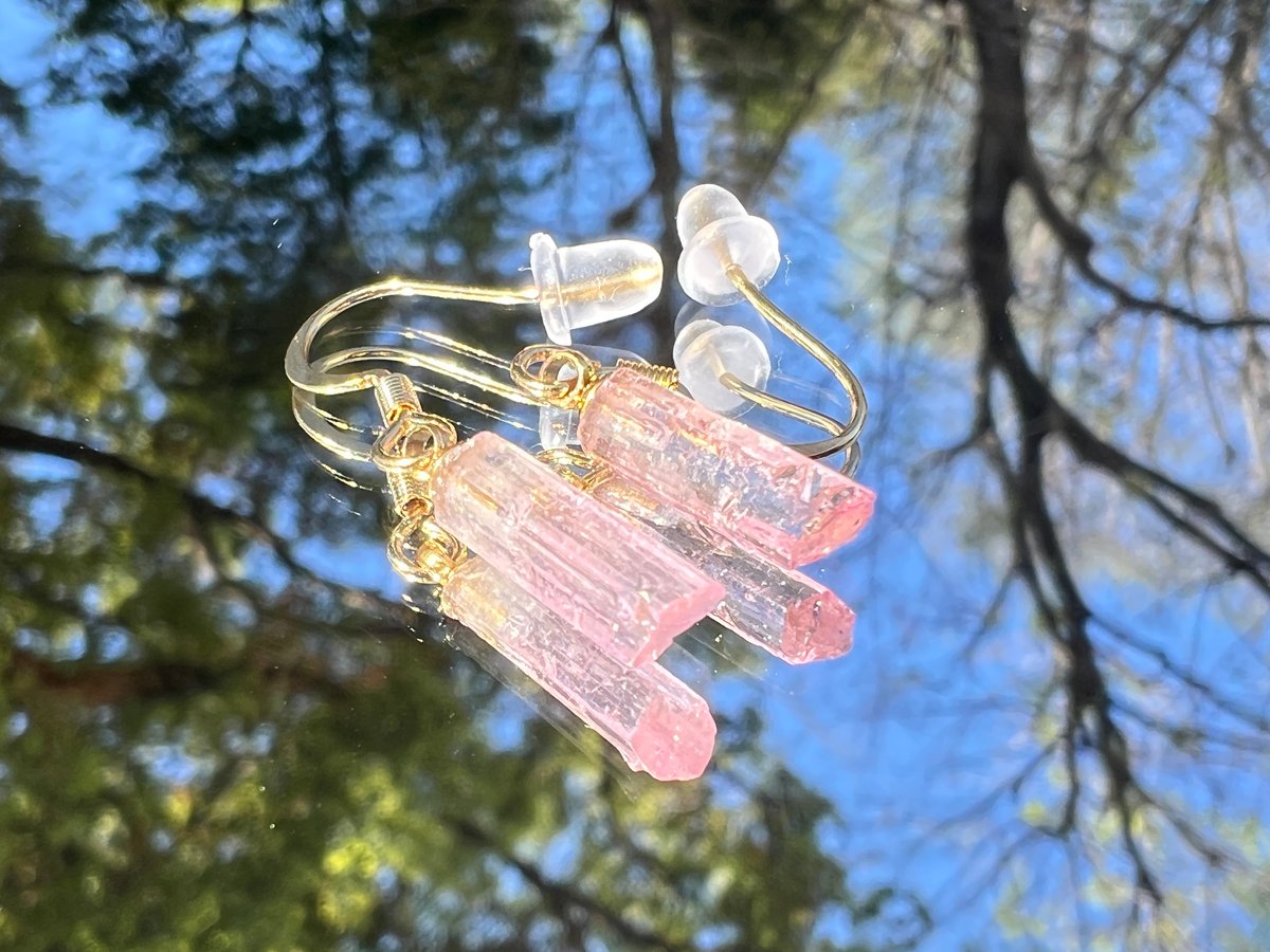 ピンクトルマリン フック型ピアス | あじろゆき オンラインショップ