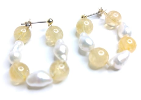 ピアス シトリン パール