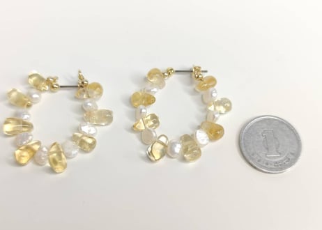ピアス シトリン パール
